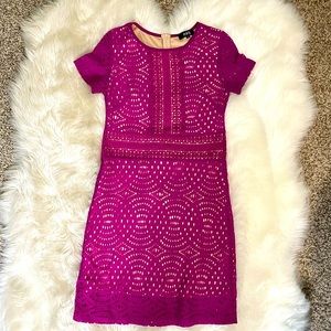 Knee Length Pink Dress Knit/Lace over Nude 10